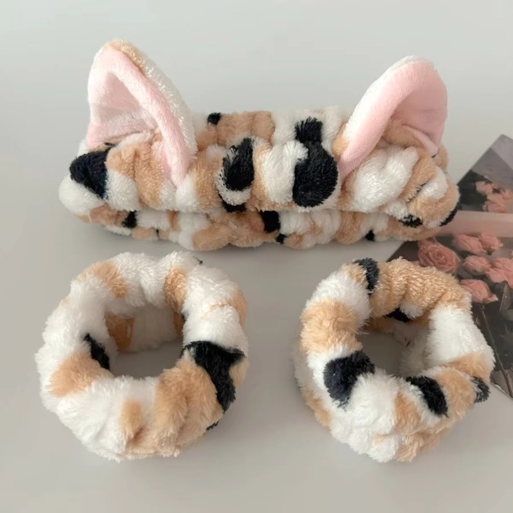 Winter Headband Fleece - 3 sztuk/zestaw wzór w cętki słodki