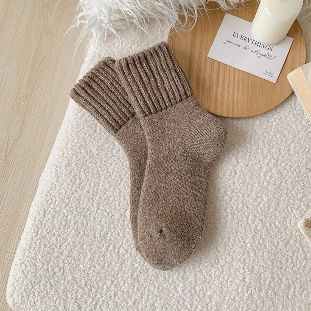 Thermal Sock Wool - Kreatywne, jednokolorowe, grube wełniane skarpety, wygodne,