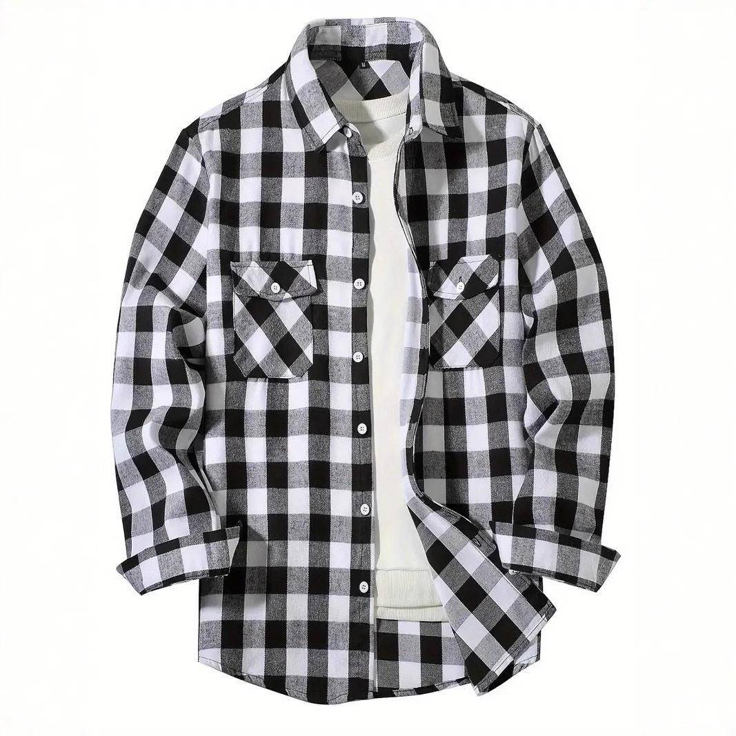 Flannel Shirt Lined - Męska koszula flanelowa z podszewką sherpa,