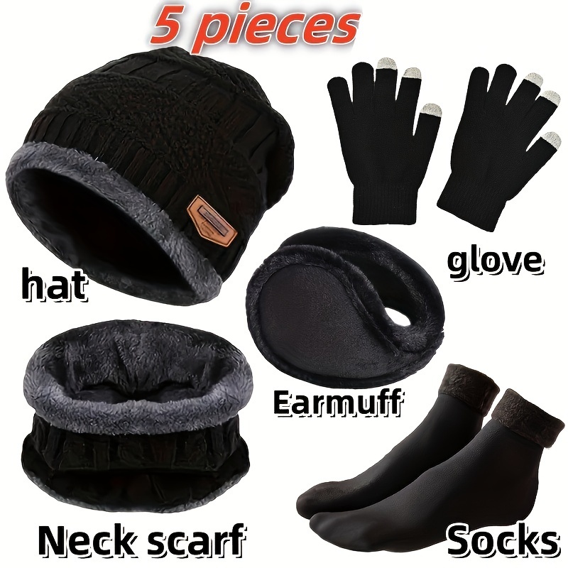 Wool Scarf Men - Męska czapka zimowa, zimowy szalik outdoorowy,
